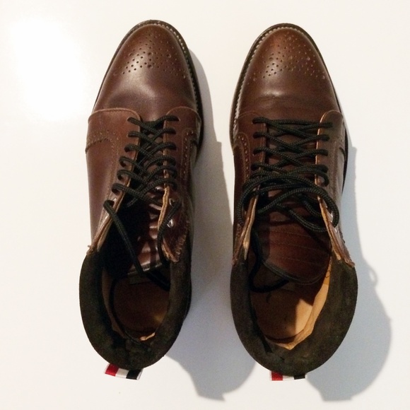 Thom Browne High Top Brogue Brown Leather Boots 7 - Picture 6 of 13